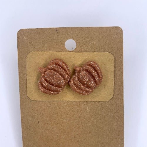 Glitter Pumpkin Earrings - The Bronze Butterfly
