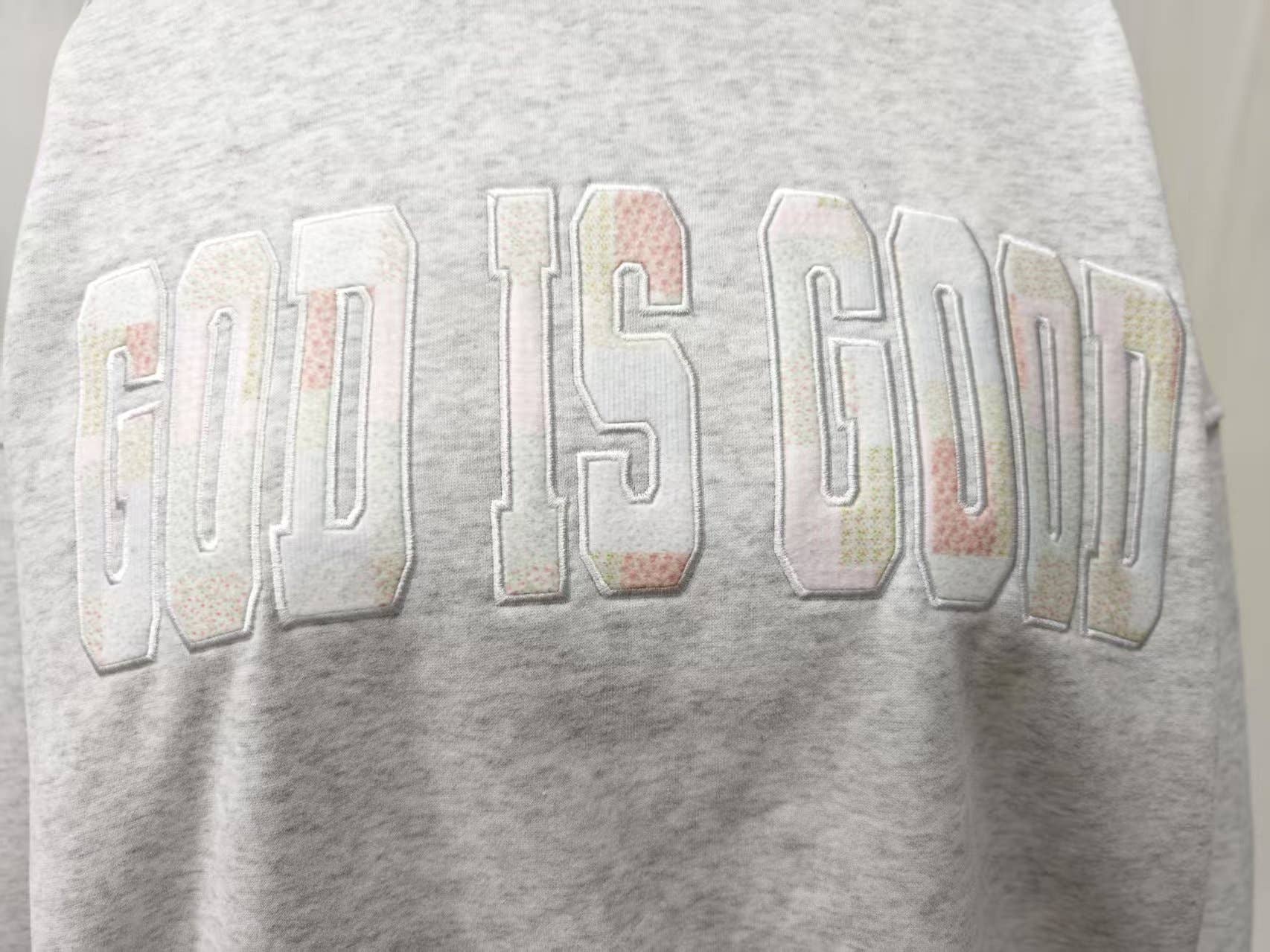 God Is Good Quilted Pastel Embroidered Sweatshirt - The Bronze Butterfly