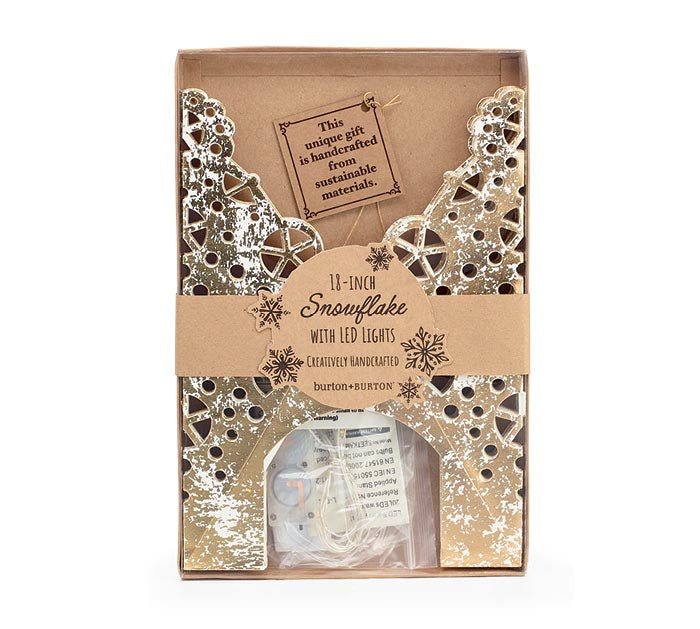 GOLD LIGHTED PAPER SNOWFLAKE WALL HANG - The Bronze Butterfly