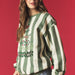 Green Striped Christmas Tree Embroidered Sweatshirt - The Bronze Butterfly