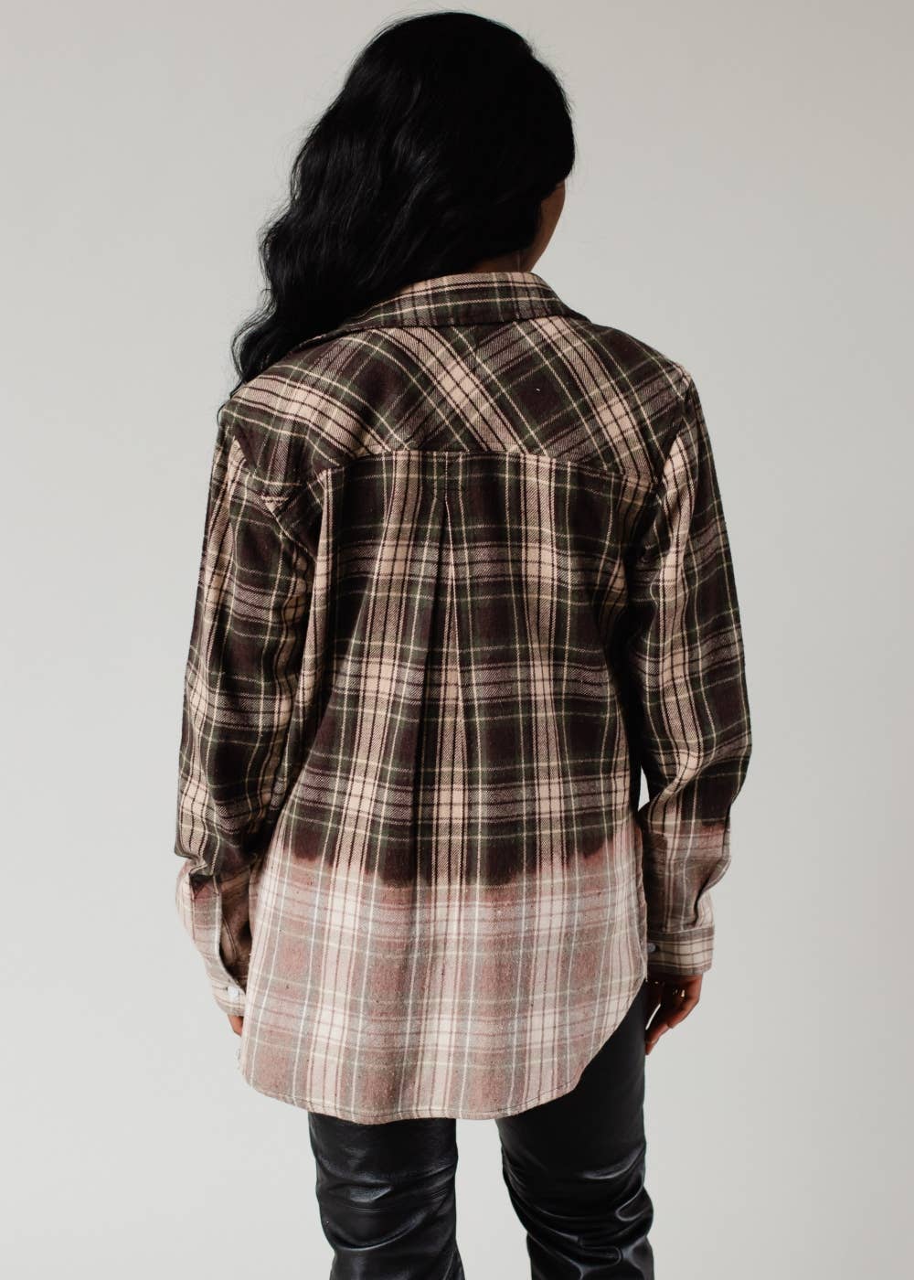 Green, Tan & Black Plaid Flannel - The Bronze Butterfly