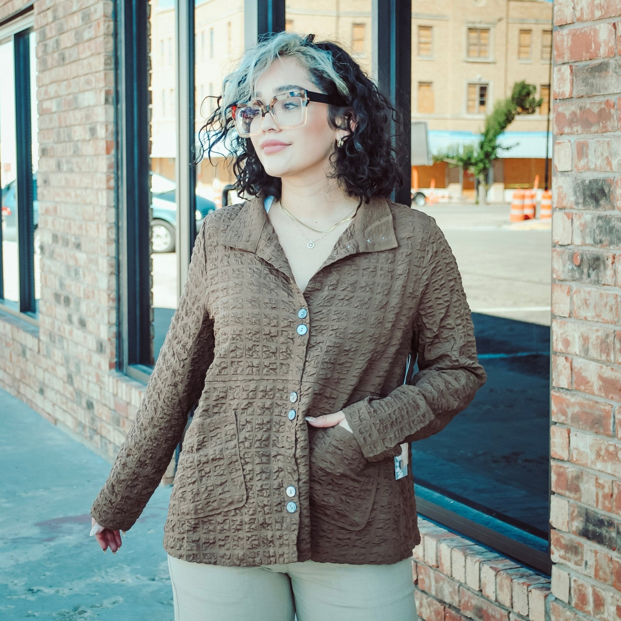 HABITAT CLOTHING PUCKER WEAVE EASY SWING JACKET - The Bronze Butterfly