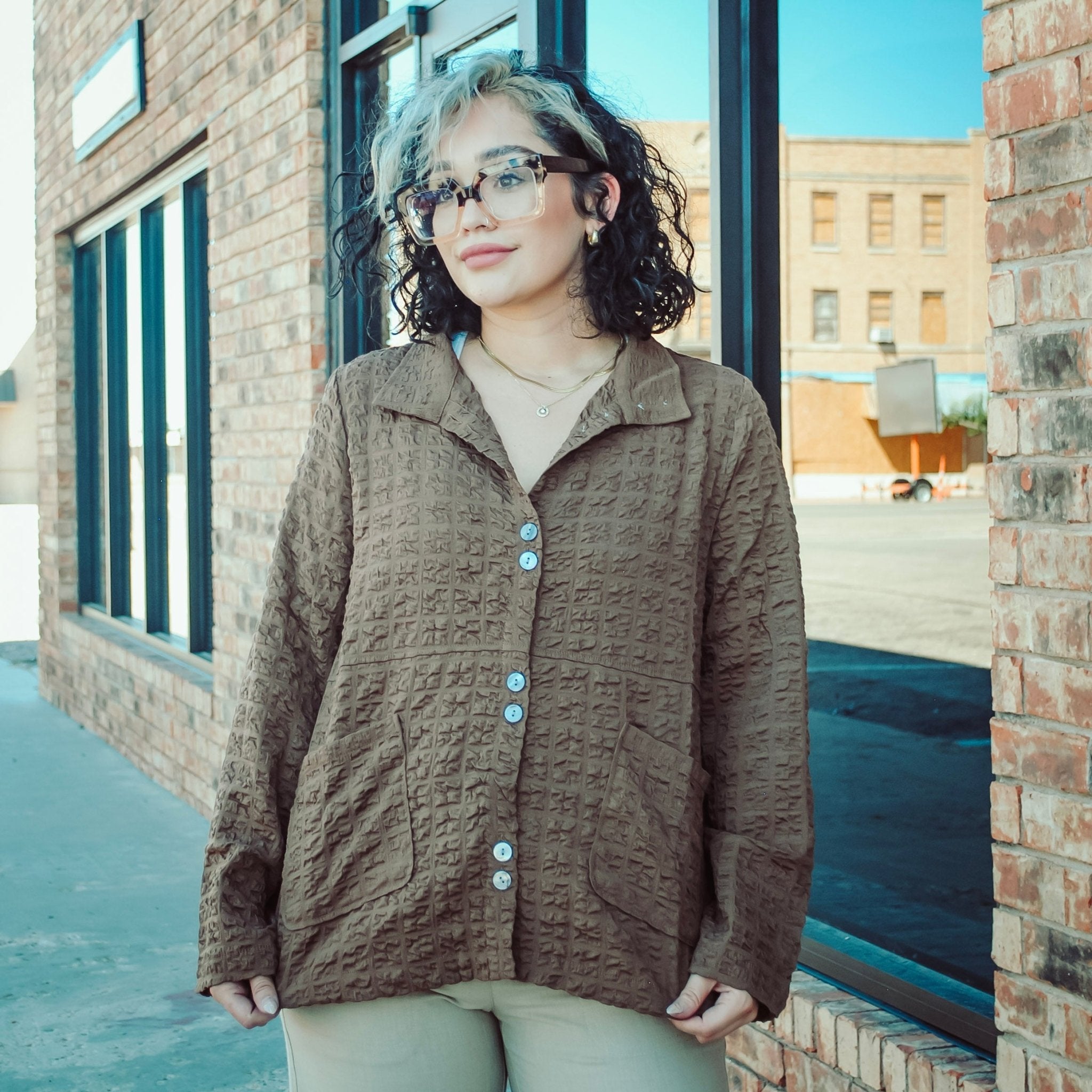 HABITAT CLOTHING PUCKER WEAVE EASY SWING JACKET - The Bronze Butterfly