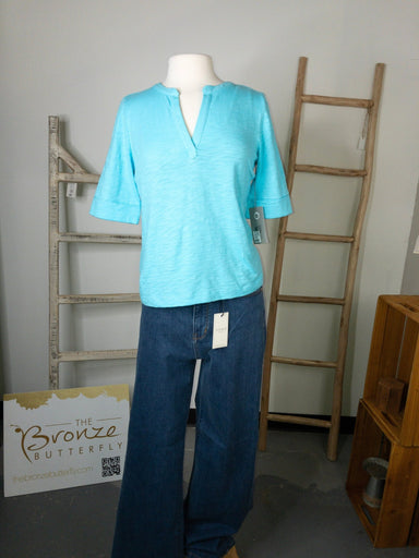 Habitat Cotton Pebble Split Neck Tee - The Bronze Butterfly