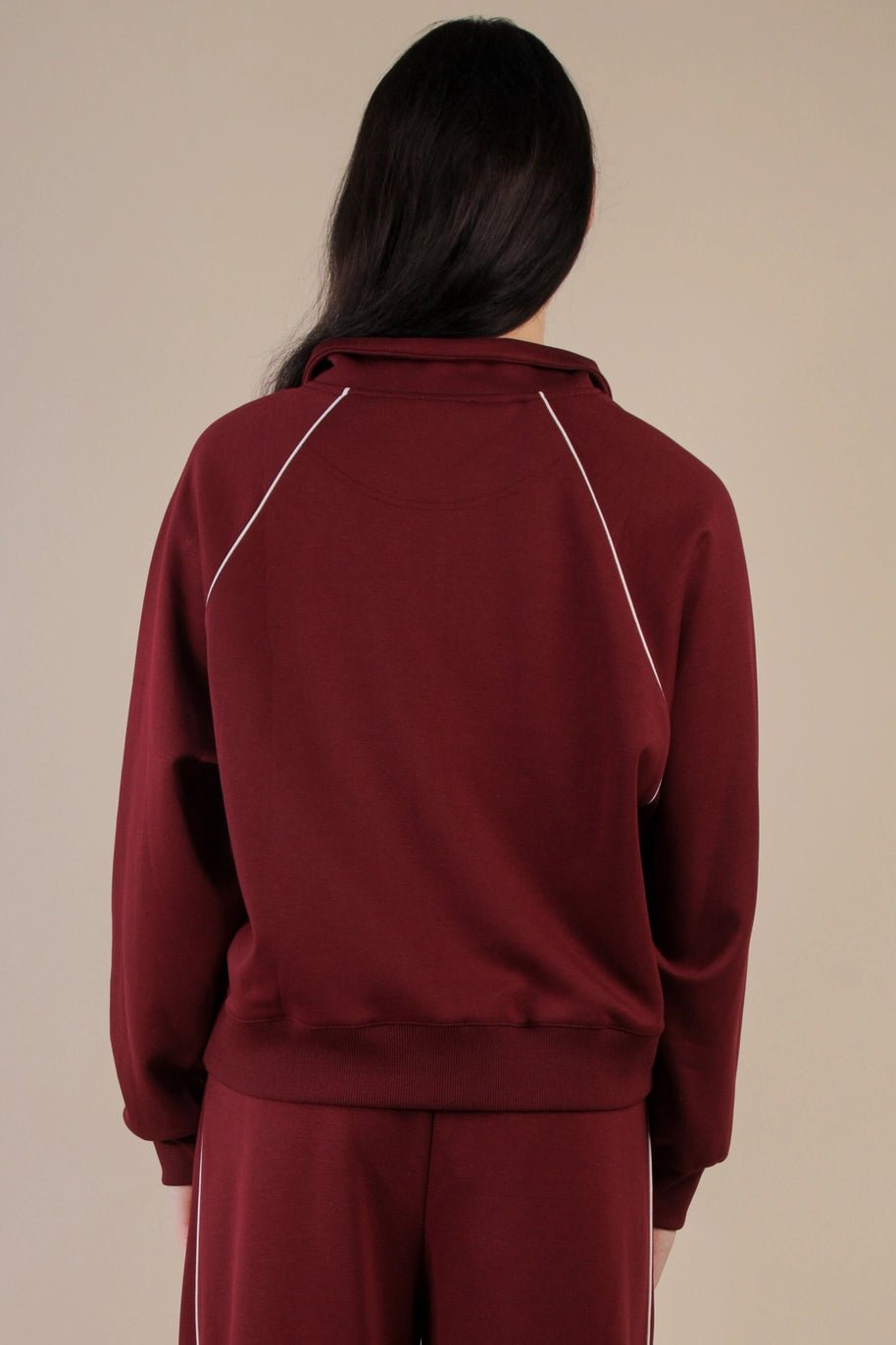 Half Zip Up Piping Detail Knit Casual Top - The Bronze Butterfly