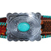 Hand-Tooled Leather Women's Belt | Turquoise Stone Floral - The Bronze Butterfly