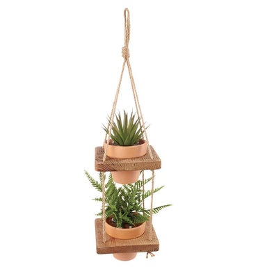 Hanging Terra Cotta Planter | Hanging Ceramic Plant Pot Holder | 6" x 22" x 6" - The Bronze Butterfly