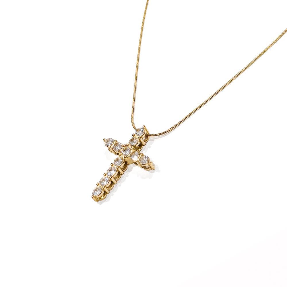 Hannah Diamond Cross Necklace - WATERPROOF - The Bronze Butterfly
