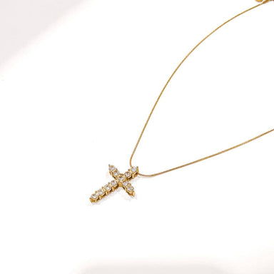 Hannah Diamond Cross Necklace - WATERPROOF - The Bronze Butterfly