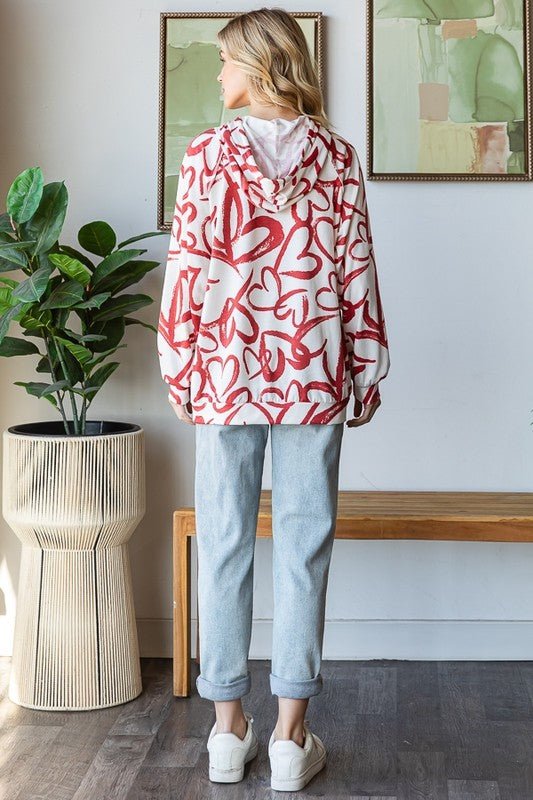 Heart Print Hoodie - The Bronze Butterfly