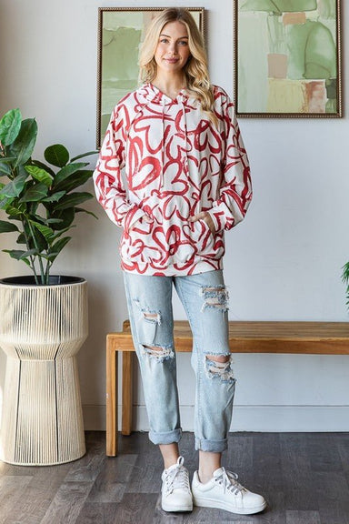 Heart Print Hoodie - The Bronze Butterfly