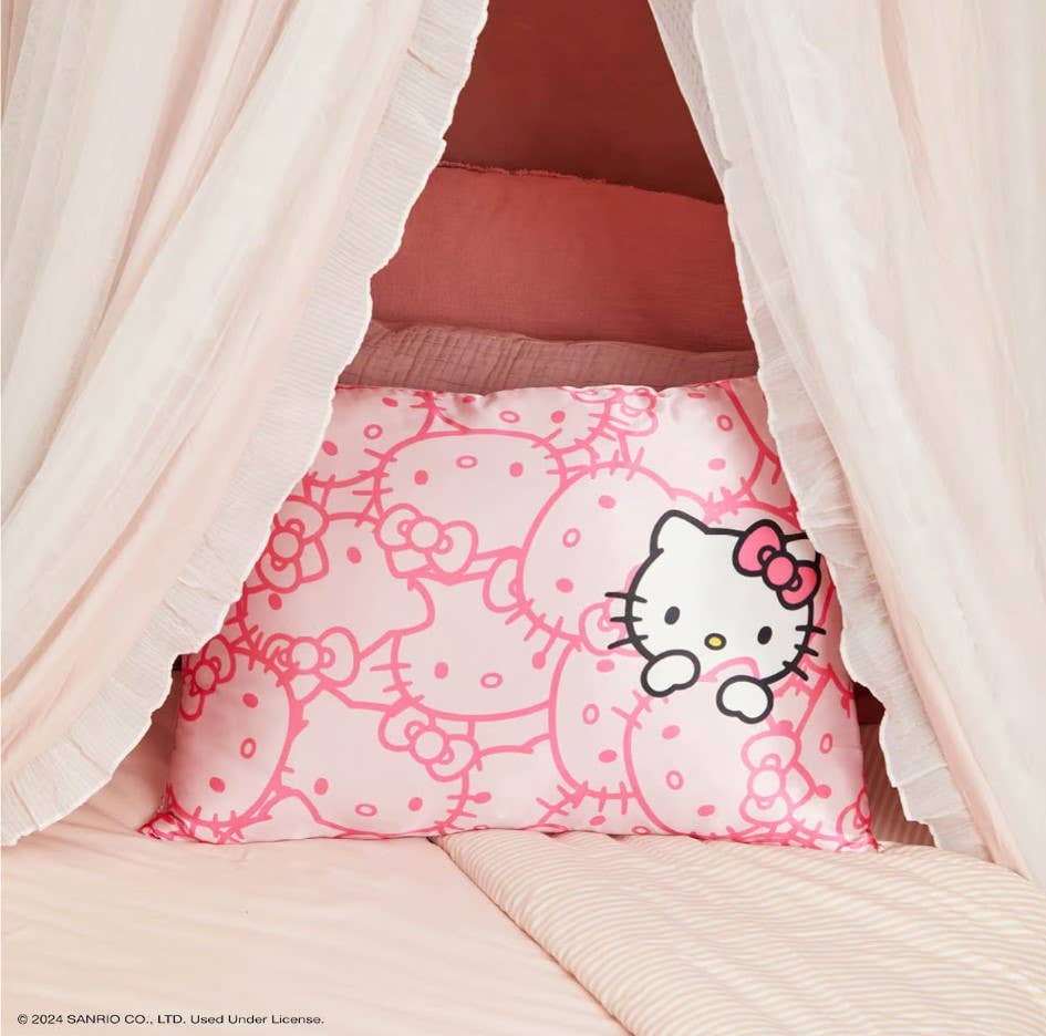 Hello Kitty x Kitsch Pillowcase - Pink Kitty Faces - The Bronze Butterfly
