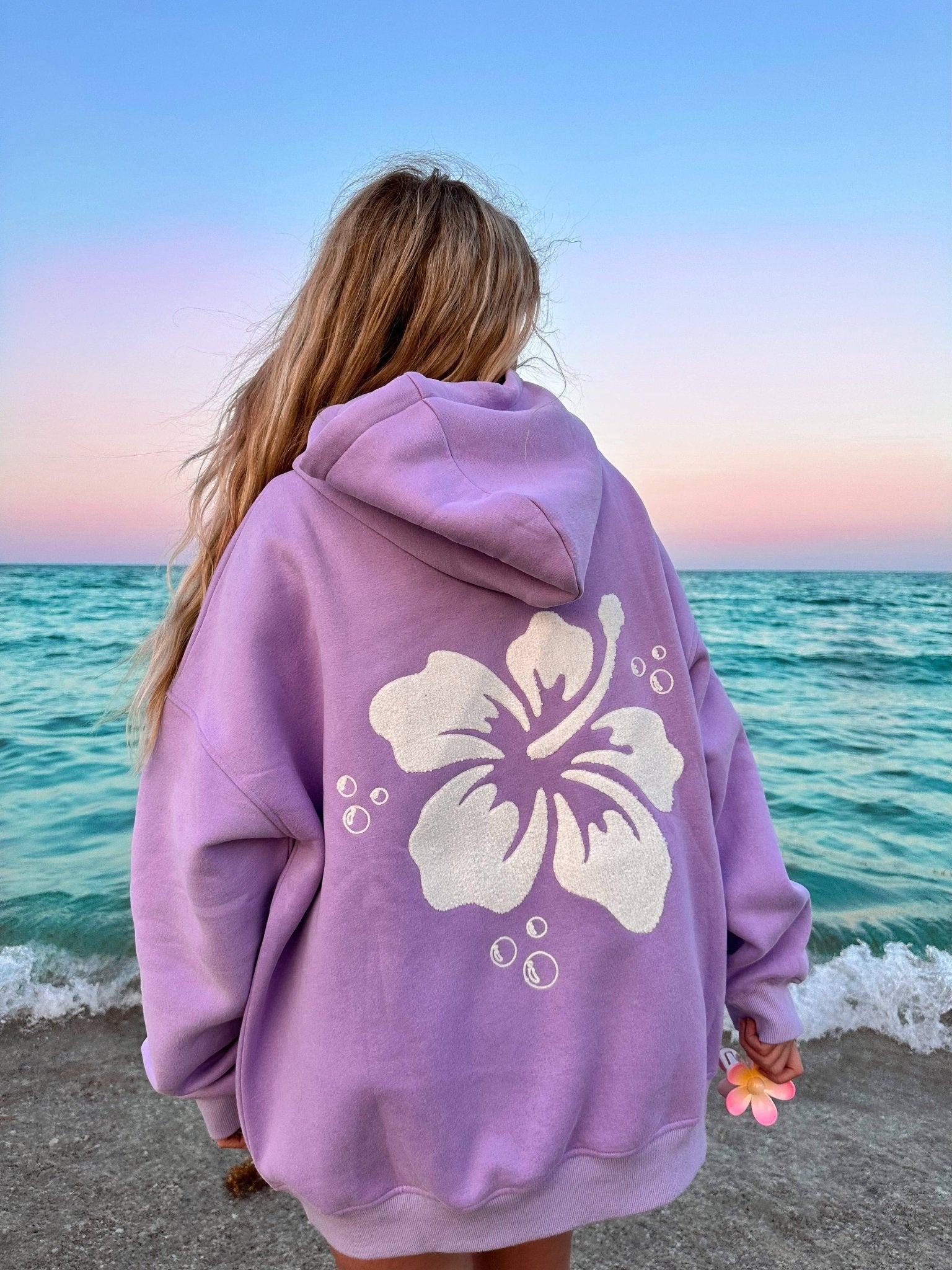 Hibiscus Flower Towel Embroider Hoodie - by Sunkissed Coconut® - The Bronze Butterfly