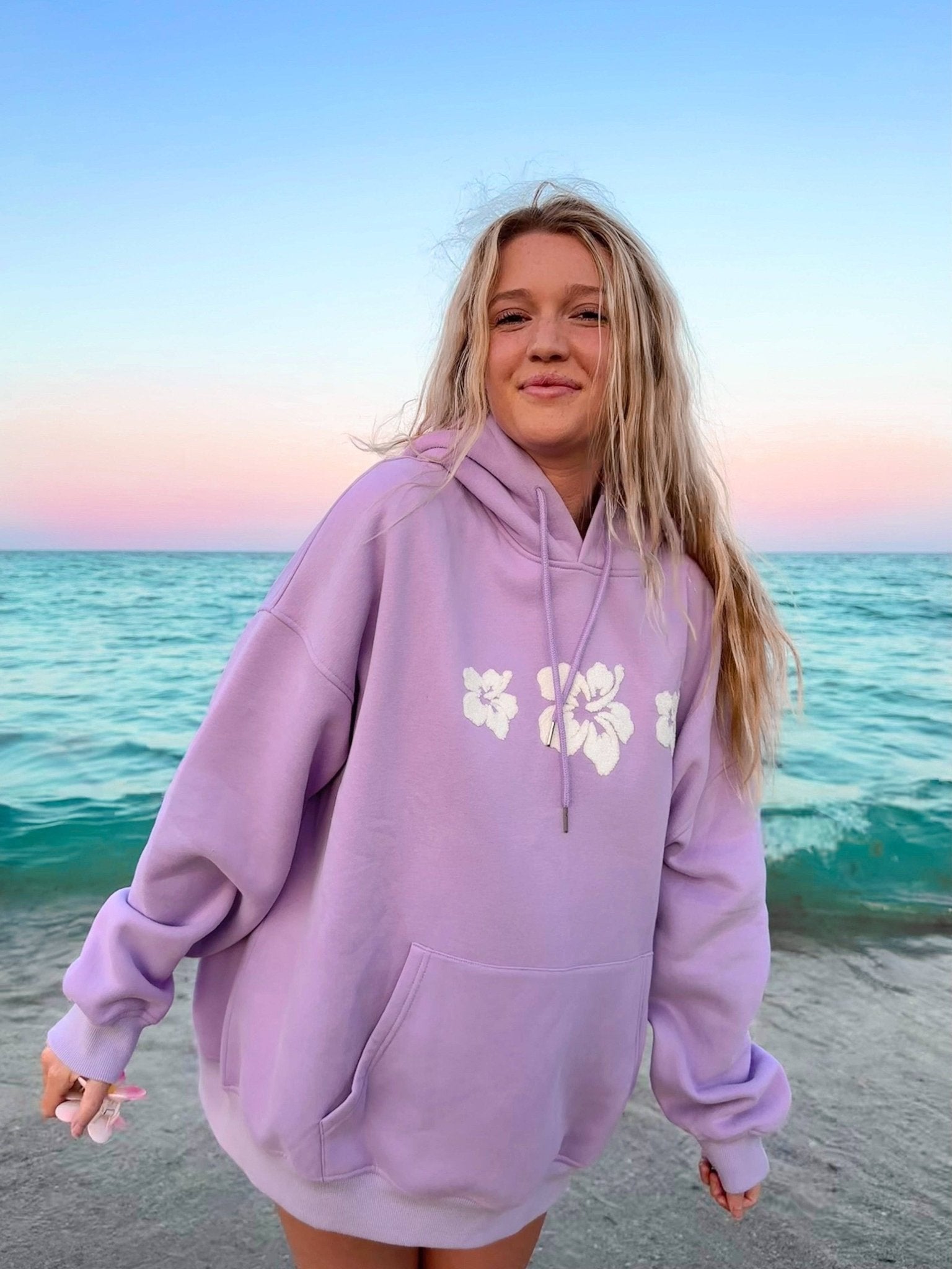 Hibiscus Flower Towel Embroider Hoodie - by Sunkissed Coconut® - The Bronze Butterfly