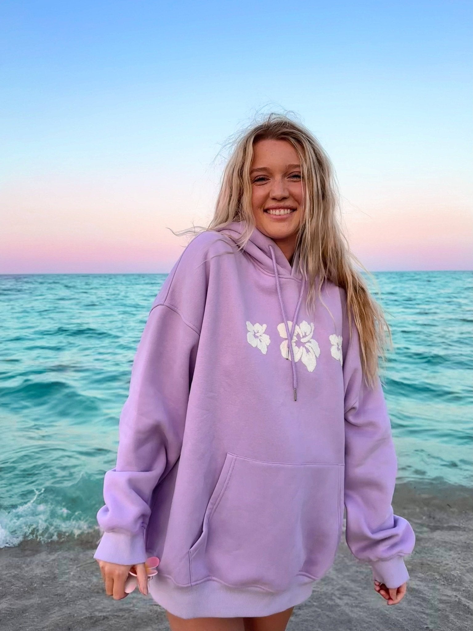 Hibiscus Flower Towel Embroider Hoodie - by Sunkissed Coconut® - The Bronze Butterfly