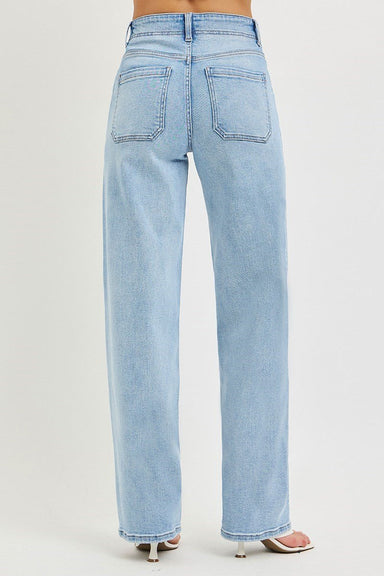 High Rise Wide Baggy Jeans with Waistband Tie | Risen - The Bronze Butterfly