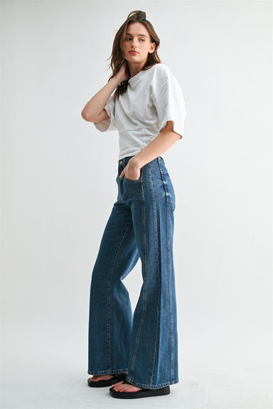 High Rise Wide Leg Side Panel Jeans | Mica Denim - The Bronze Butterfly