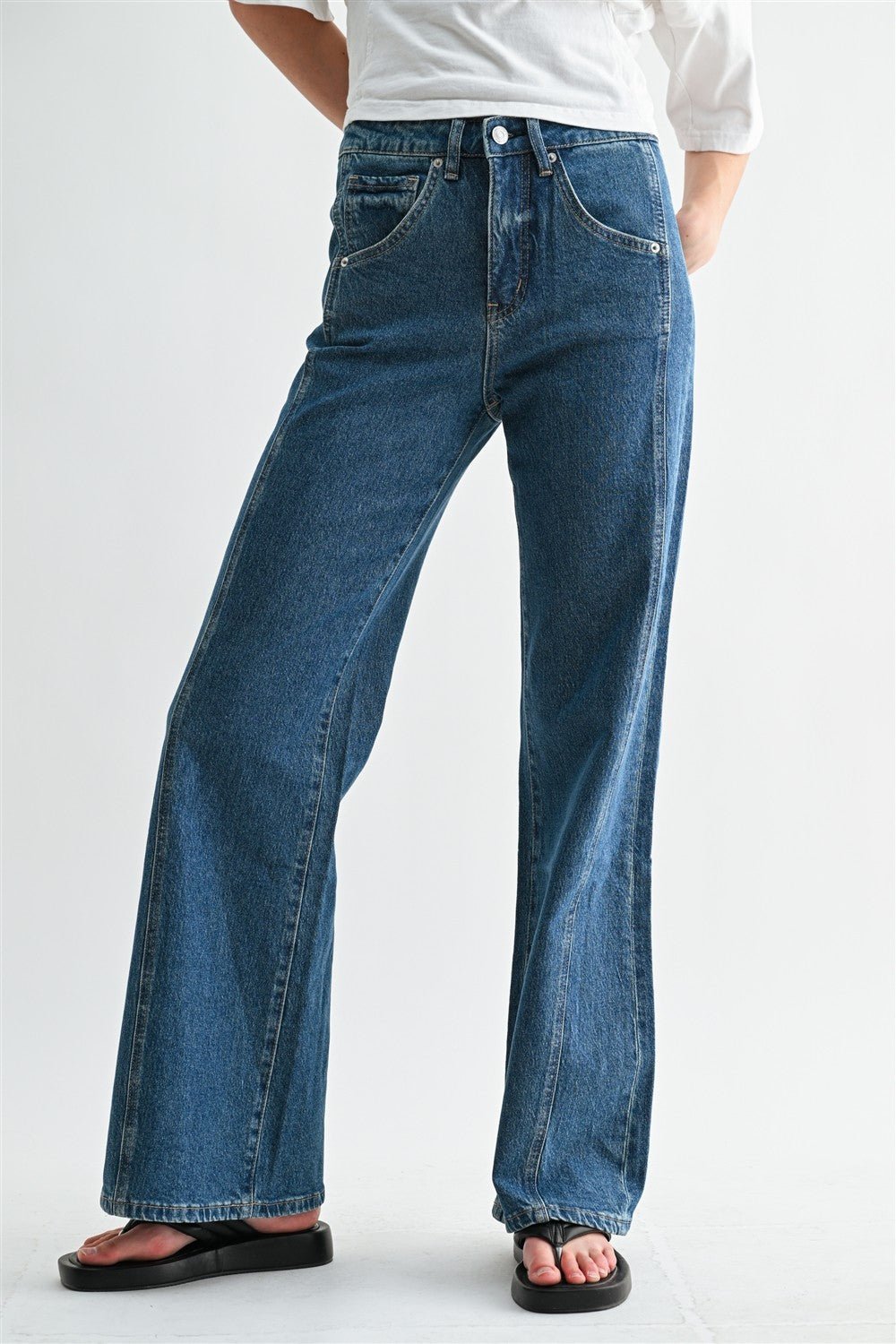 High Rise Wide Leg Side Panel Jeans | Mica Denim - The Bronze Butterfly