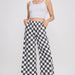 HIGH WAIST CHECKERED STRAIGHT LEG KNIT PANTS - The Bronze Butterfly