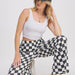 HIGH WAIST CHECKERED STRAIGHT LEG KNIT PANTS - The Bronze Butterfly