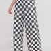 HIGH WAIST CHECKERED STRAIGHT LEG KNIT PANTS - The Bronze Butterfly