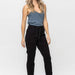 HIGH WAIST JET BLACK DOUBLE ROLL CUFF JOGGER - The Bronze Butterfly