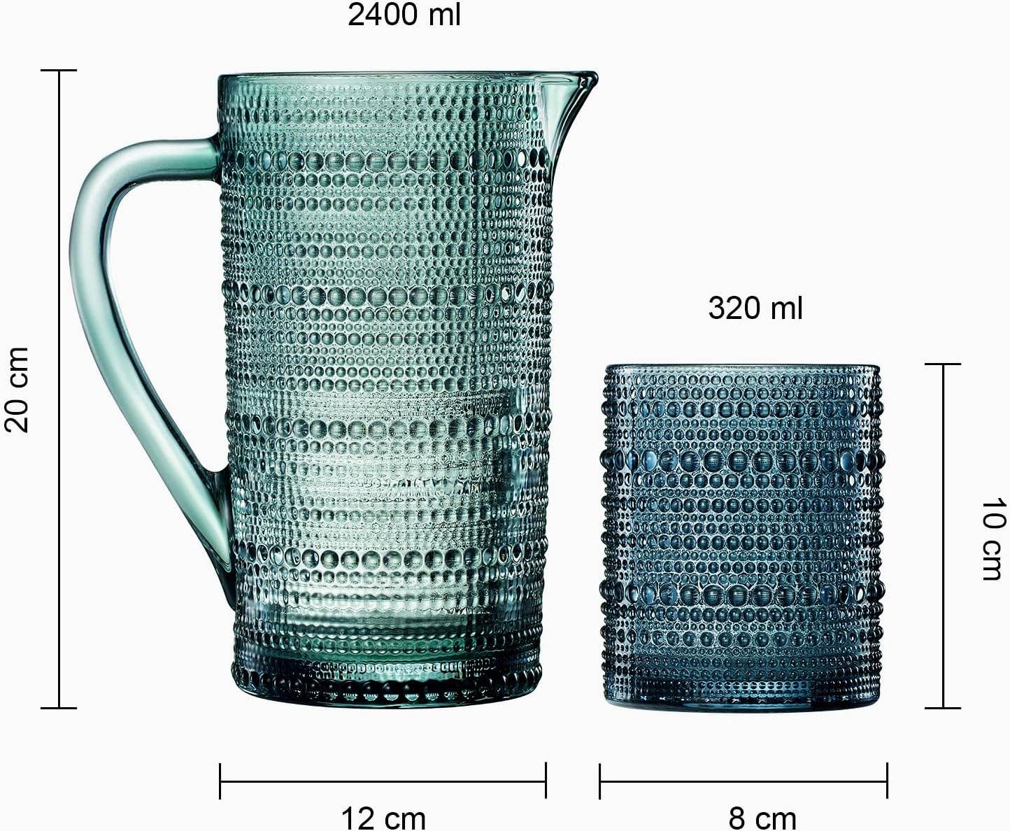 Hobnail Beaded Pitcher & Tumbler Glasses Set - The Bronze Butterfly
