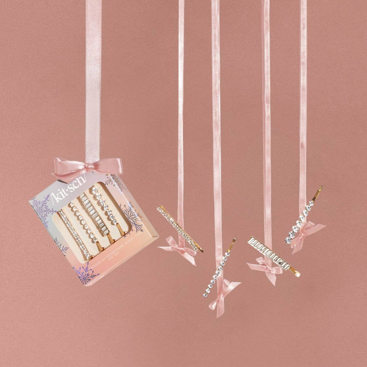 Holiday All Dressed up Rhinestone Bobby Pins 4pc Set - The Bronze Butterfly