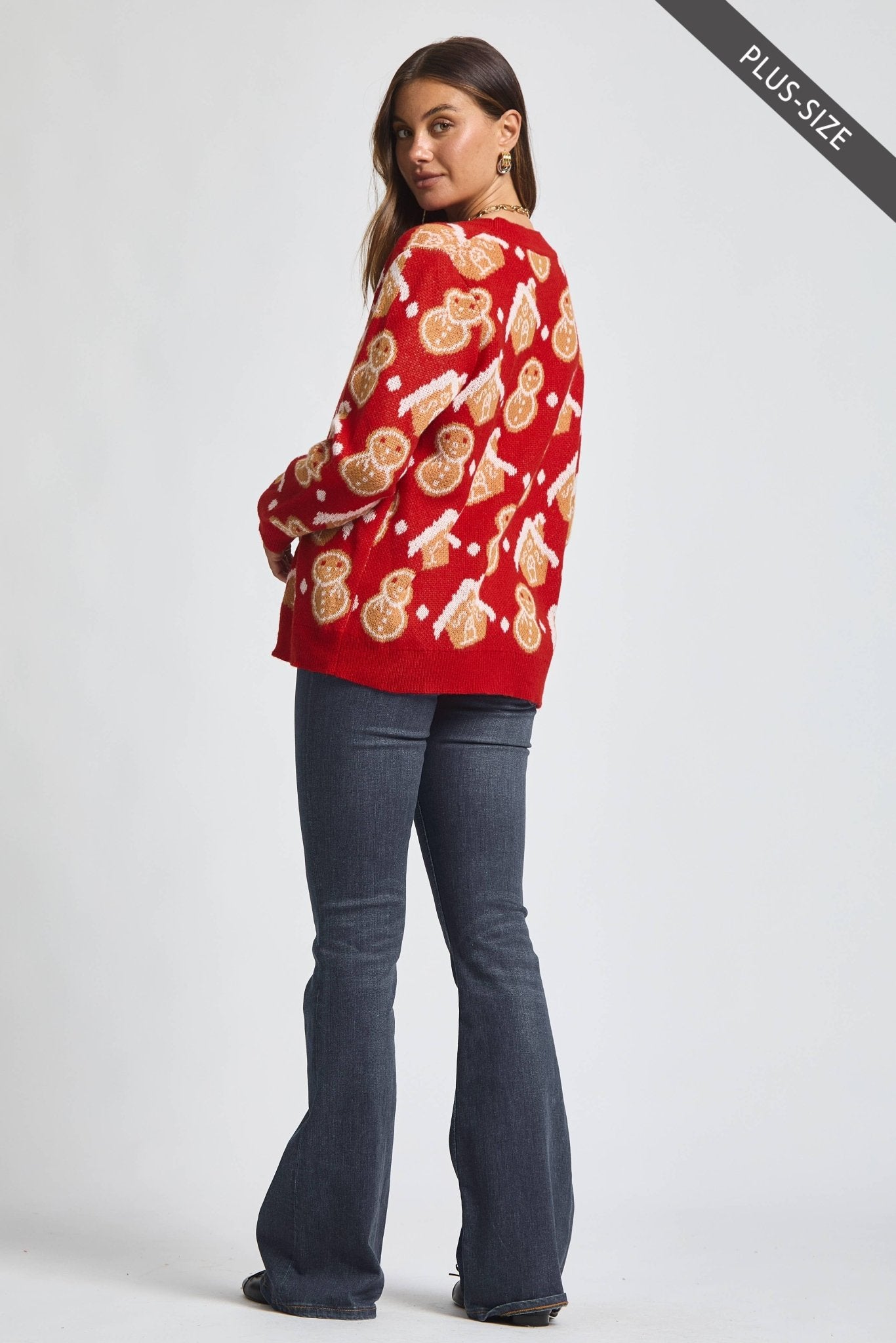 Holiday Gingerbread Cardigan Plus Size - The Bronze Butterfly