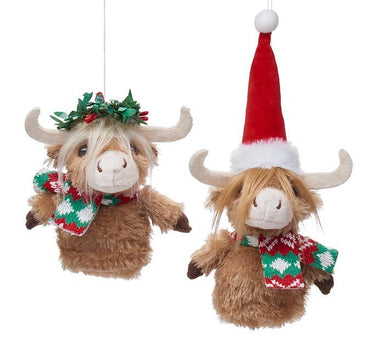 HOLIDAY HIGHLAND COW PLUSH ORNAMENT - The Bronze Butterfly