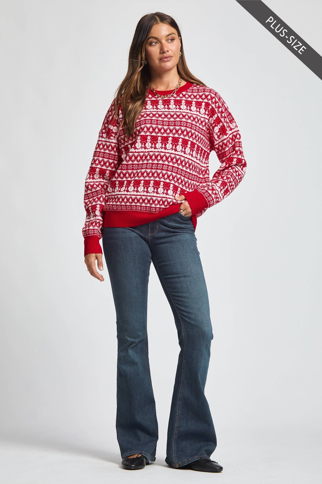 Holiday Snowman Sweater Plus Size - The Bronze Butterfly