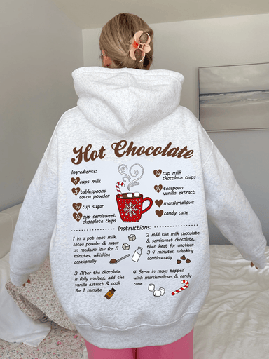 Hot Chocolate Recipe Christmas Embroider Hoodie - The Bronze Butterfly