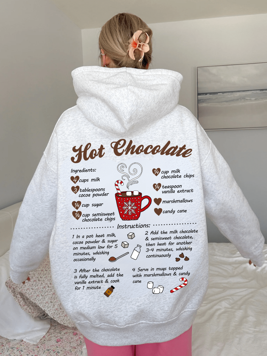 Hot Chocolate Recipe Christmas Embroider Hoodie - The Bronze Butterfly