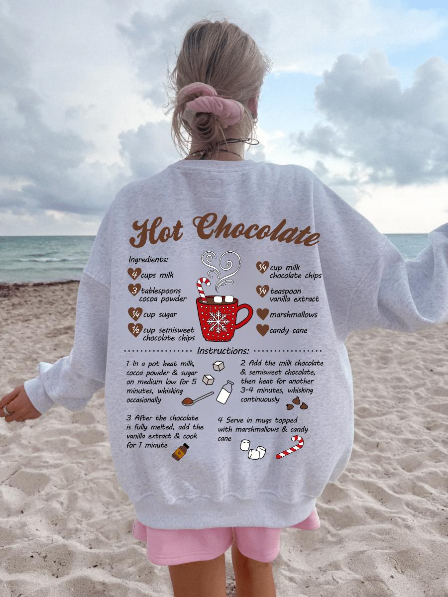 Hot Chocolate Recipe Christmas Embroider Sweatshirt - The Bronze Butterfly