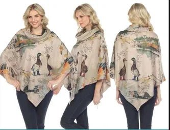 Inoah Puddles & Waddles Brushed Mocha Poncho - One Size - The Bronze Butterfly