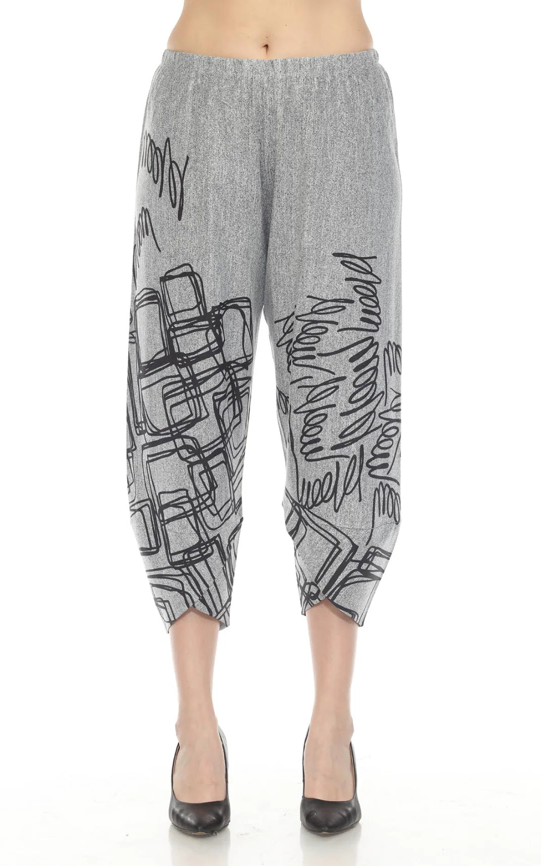 Inoah Scrawls Grey Knit Pant - The Bronze Butterfly