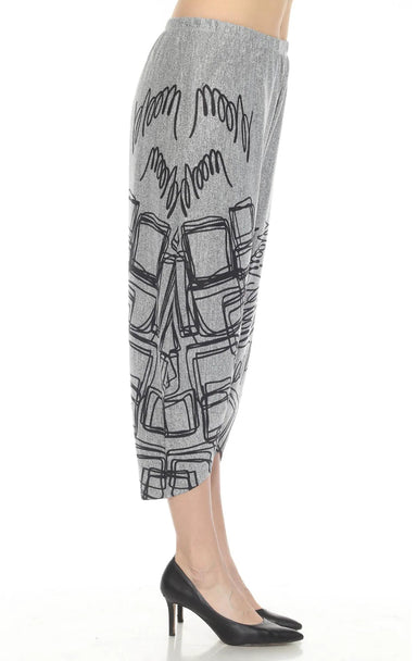 Inoah Scrawls Grey Knit Pant - The Bronze Butterfly