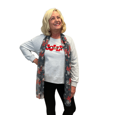 Jolly Chenille Patch Lt Steel Boxy Crew Sweatshirt - The Bronze Butterfly