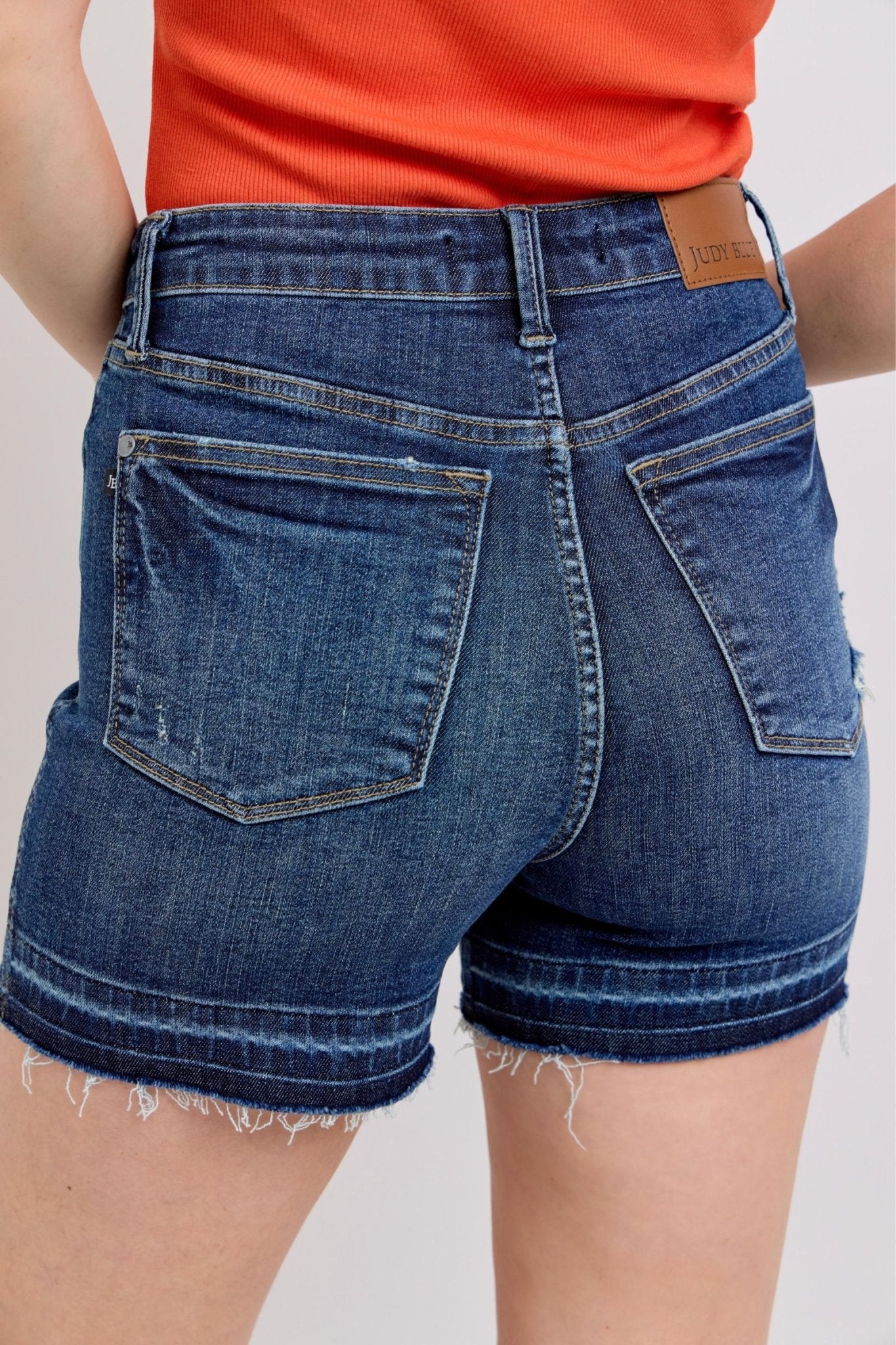 Judy Blue High Waist Tummy Control Destroy Release Hem Shorts - The Bronze Butterfly