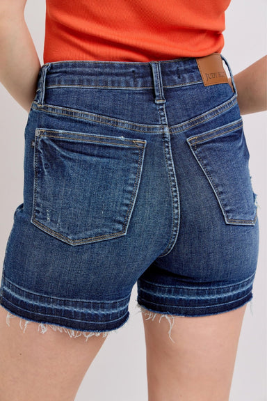 Judy Blue High Waist Tummy Control Destroy Release Hem Shorts - The Bronze Butterfly