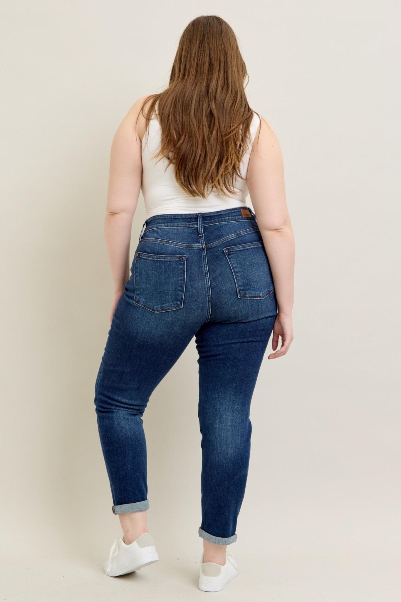 Judy Blue Mid Rise Cuffed Slim Fit Plus Size - The Bronze Butterfly