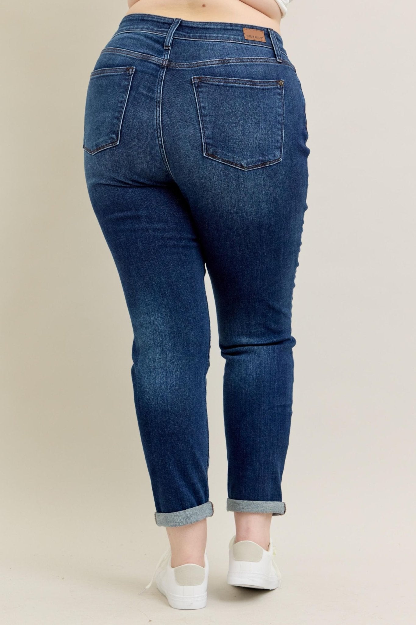 Judy Blue Mid Rise Cuffed Slim Fit Plus Size - The Bronze Butterfly