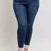 Judy Blue Mid Rise Western Embroidery Detail Skinny Jeans Plus Size - The Bronze Butterfly