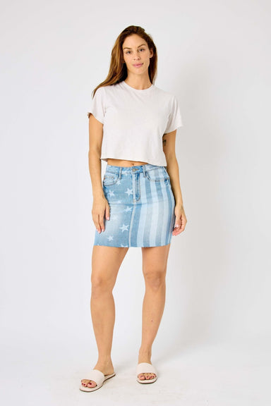 Judy Blue Star Strip Skirt - The Bronze Butterfly