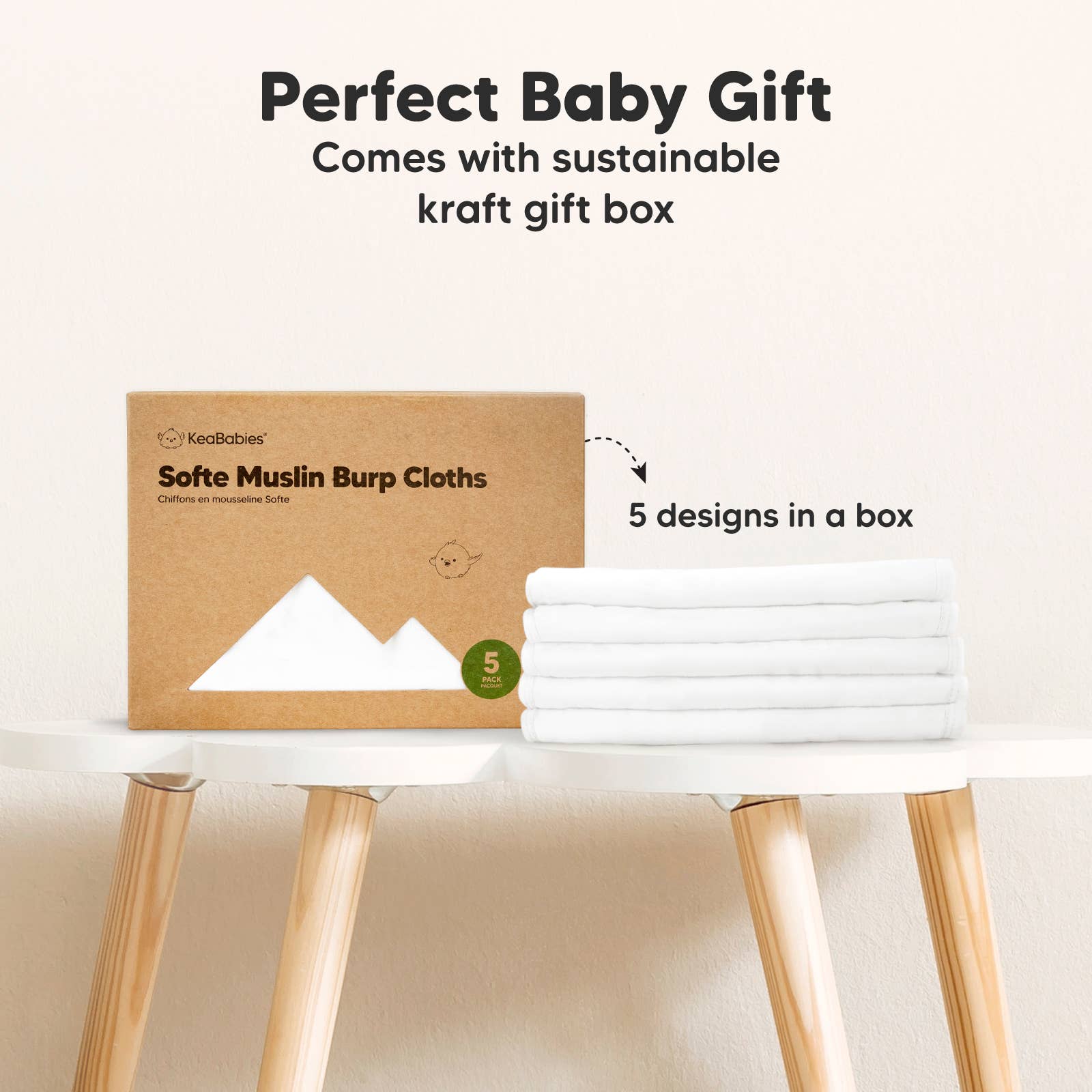 KeaBabies 5 - Pack Softe Burp Cloths - The Bronze Butterfly