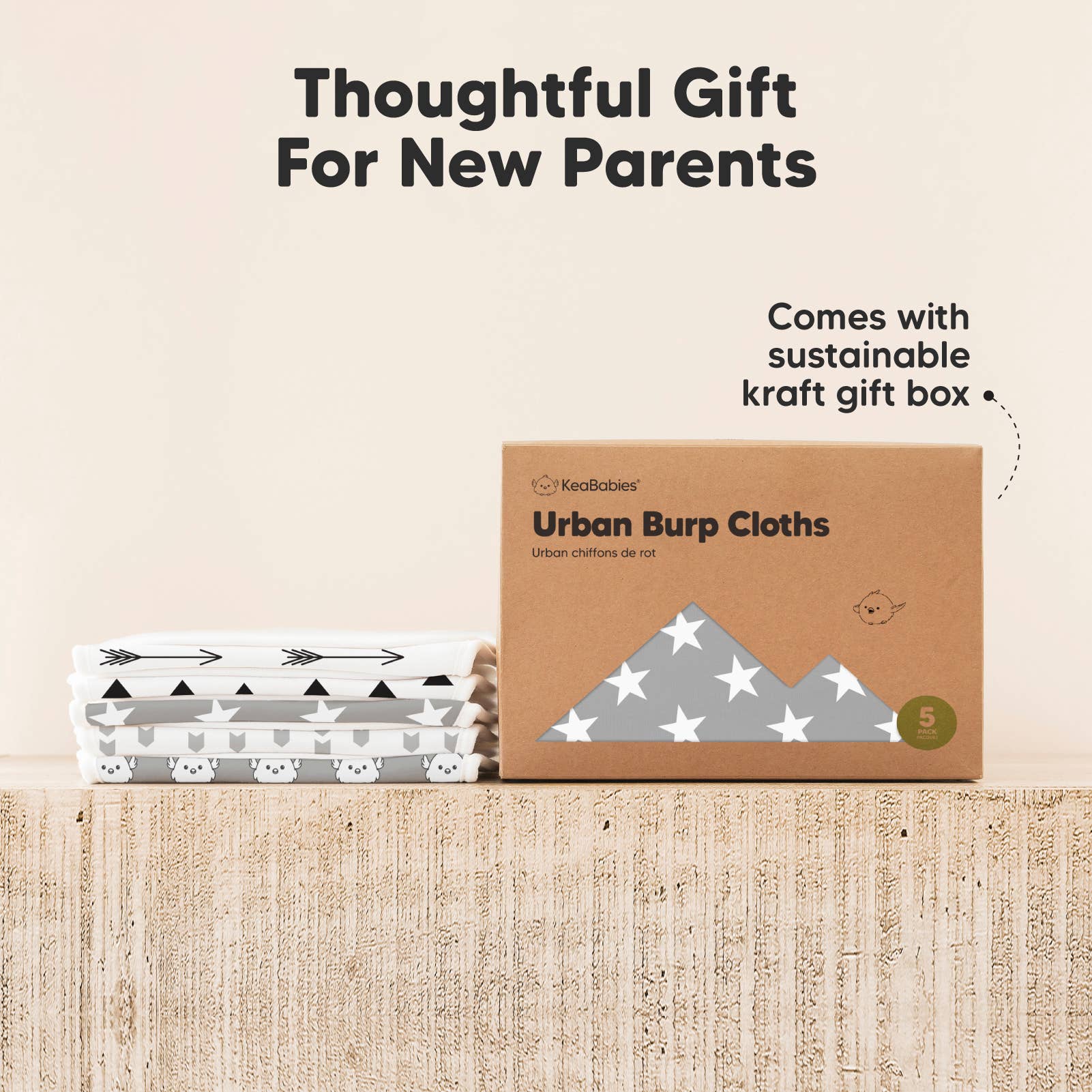 KeaBabies 5 - Pack Urban Burp Cloths - The Bronze Butterfly