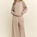Khaki Beige Chenille-Trim Wide-Leg Lounge Set - The Bronze Butterfly