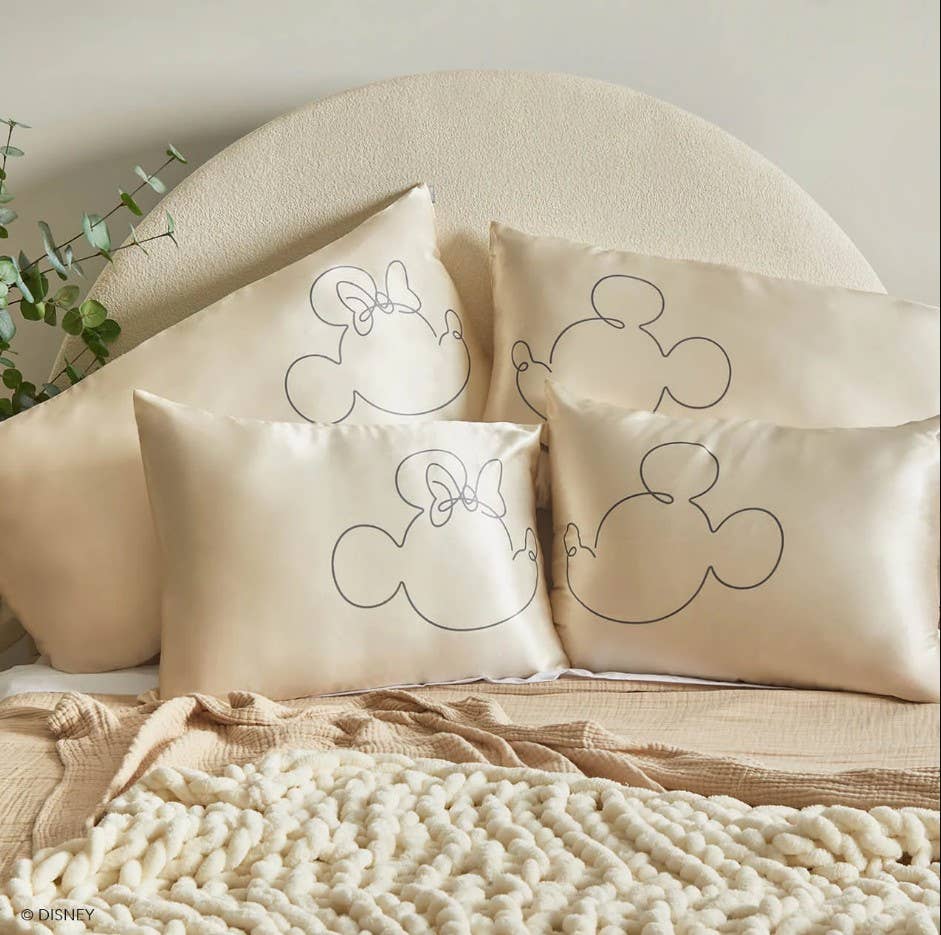 Kitsch & Mickey and Minnie Satin Pillowcase Mrs.Mouse - Cream - The Bronze Butterfly