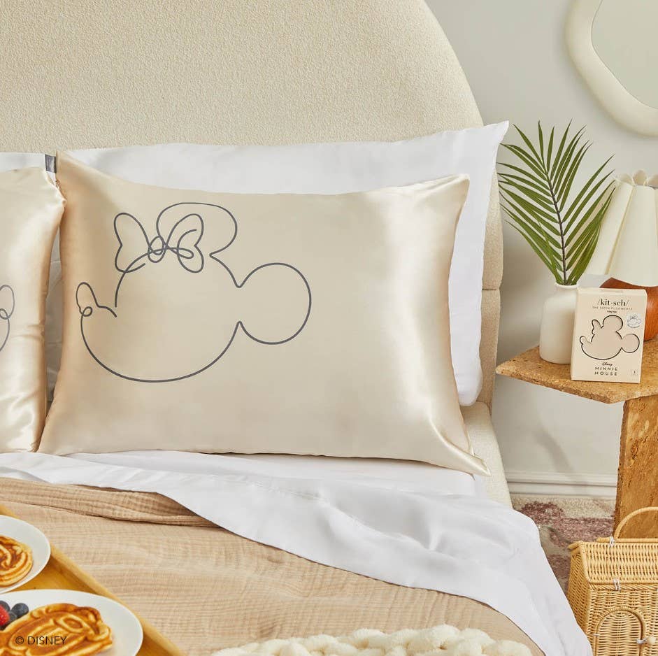 Kitsch & Mickey and Minnie Satin Pillowcase Mrs.Mouse - Cream - The Bronze Butterfly
