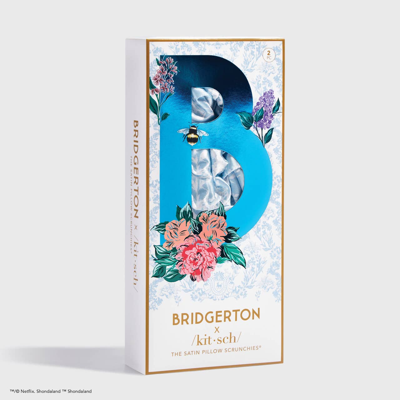 Kitsch x Bridgerton Satin Pillow Scrunchies / Toile De Blue - The Bronze Butterfly